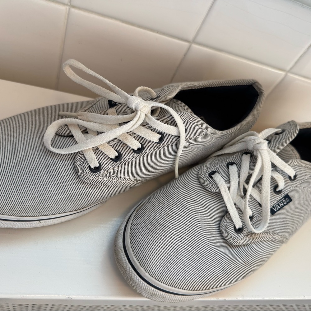 Vans Navy and White Striped Sneakers